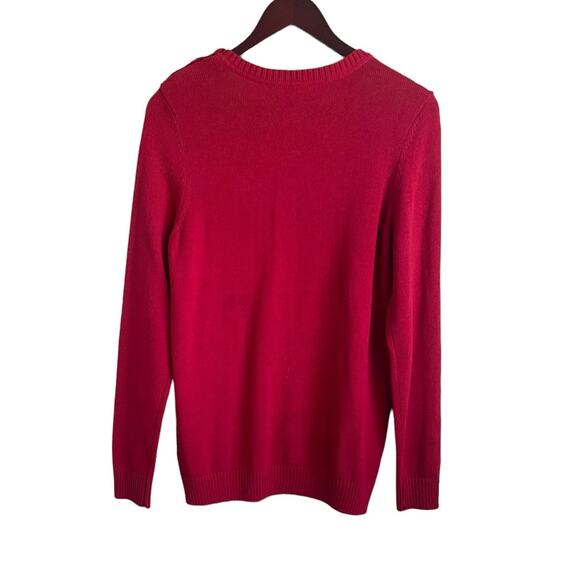 Charter Club Women Tunic Sweater M Red French Bulldog Graphic Knit Dog Novelty - Picture 3 of 10